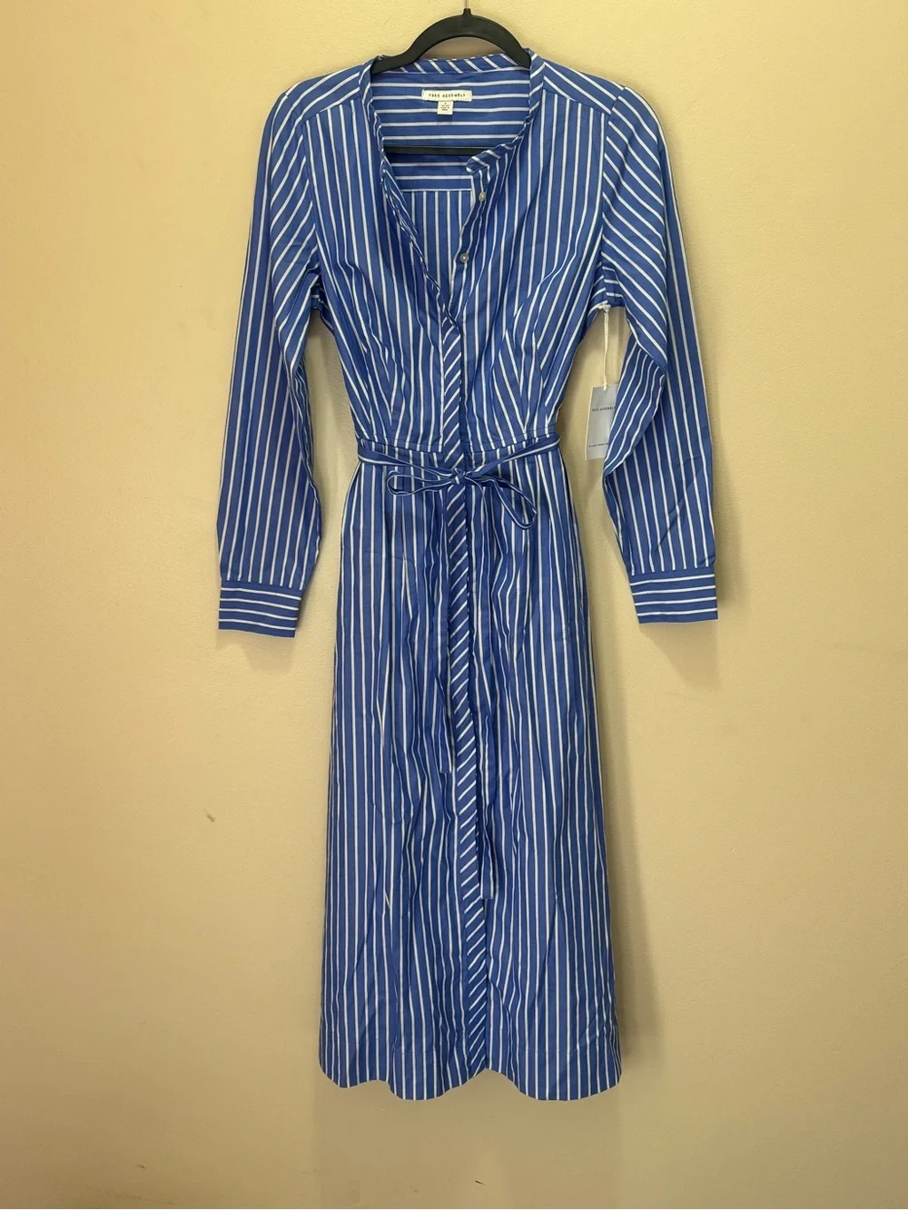 NWT Free Assembly Pleated Cotton Midi Shirtdress in the 